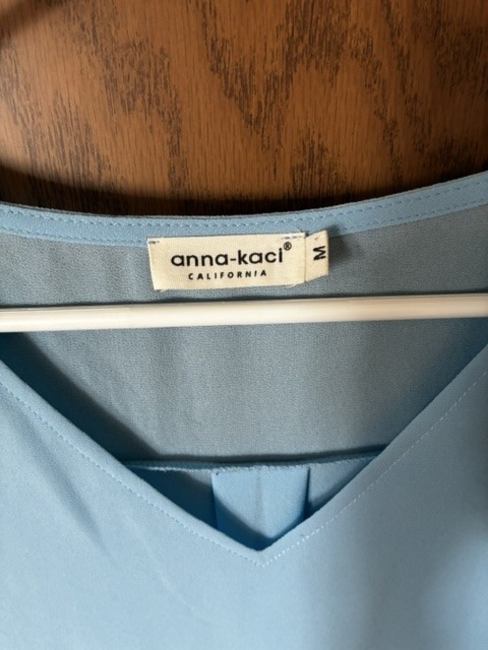 Light Blue Flutter Sleeve V-Neck Blouse - Picture 3 of 8